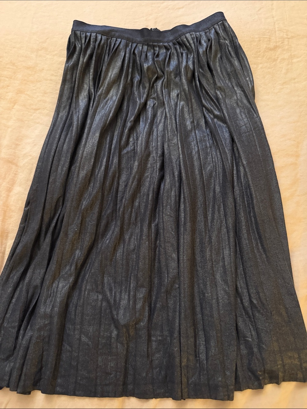 J. Crew Black/Grey with sheen Pleated A-Line Midi Skirt size 2